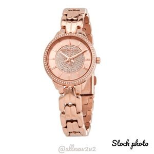 Michael Kors 4413 Mini Allie Rose Gold-Tone Crystal Watch Sized to 6"